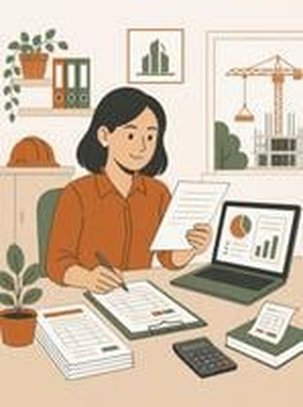 Admin keuangan proyek mengelola invoice dan dokumen
